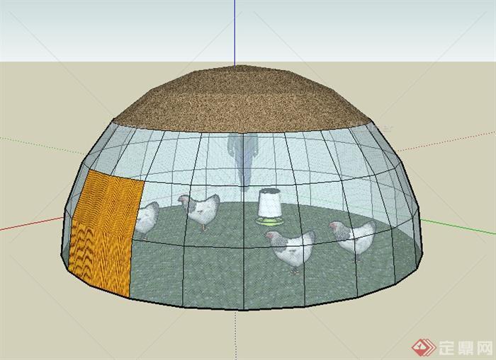 某室外动物温室设计SU模型