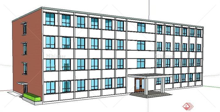 现代简约四层教学楼建筑设计su模型