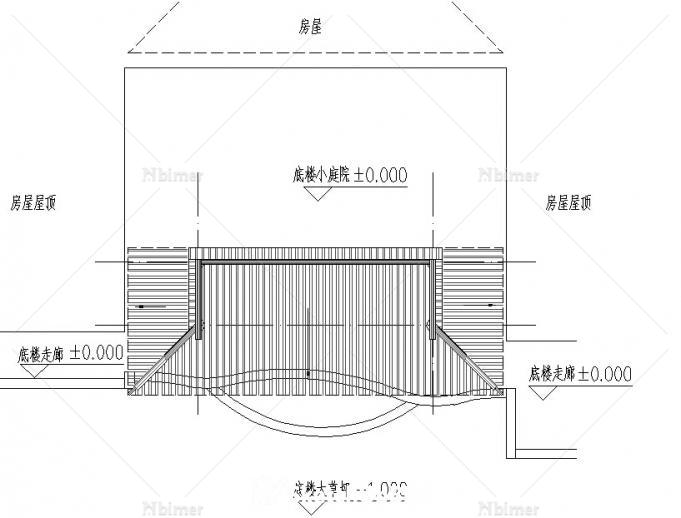 半边中式古廊亭