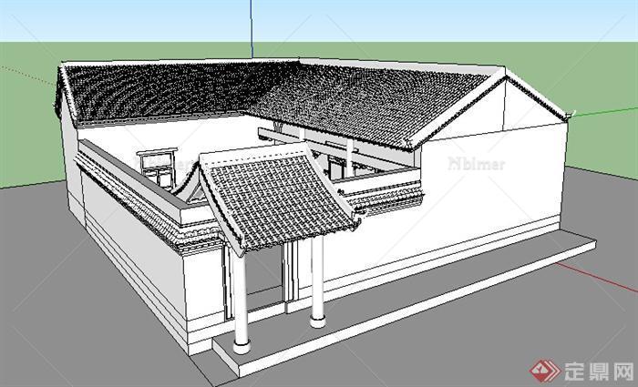 某现代中式风格古建民居建筑设计SU模型