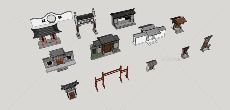 古建大门集合(168458)su模型下载