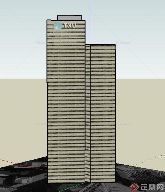 现代某高层三角形办公建筑设计SU模型