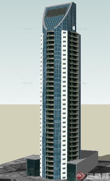 某现代风格独栋高层商务建筑设计SU模型
