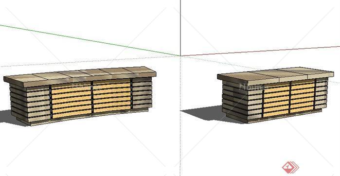 现代风格景观条凳设计SketchUp(SU)3D模型