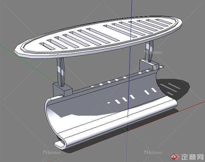 椭圆形廊架坐凳设计SU模型
