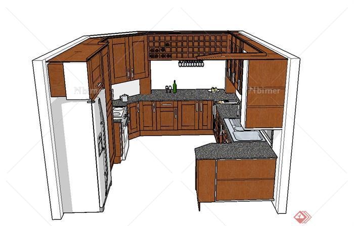 某现代住宅室内厨房造型设计SU模型