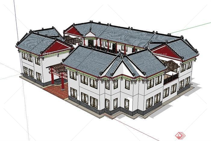 中国古典民居住宅楼建筑su模型[原创]