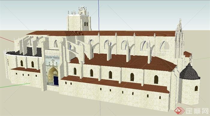 某地欧式风格大教堂建筑设计SU模型