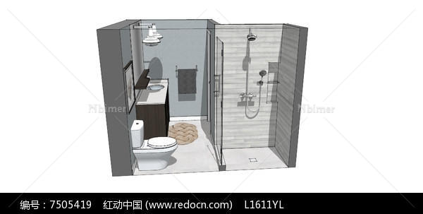 家装模型简单卫生间