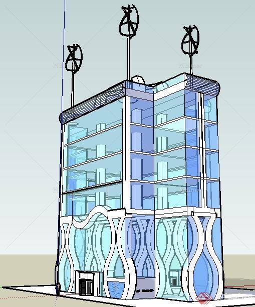 某现代风格独栋办公楼建筑设计SU模型