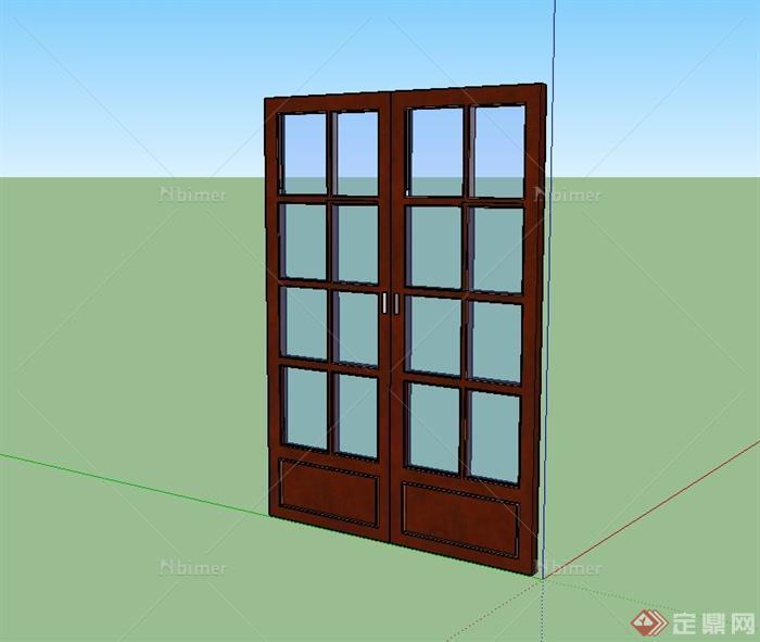某现代风格木质玻璃门设计su模型[原创]