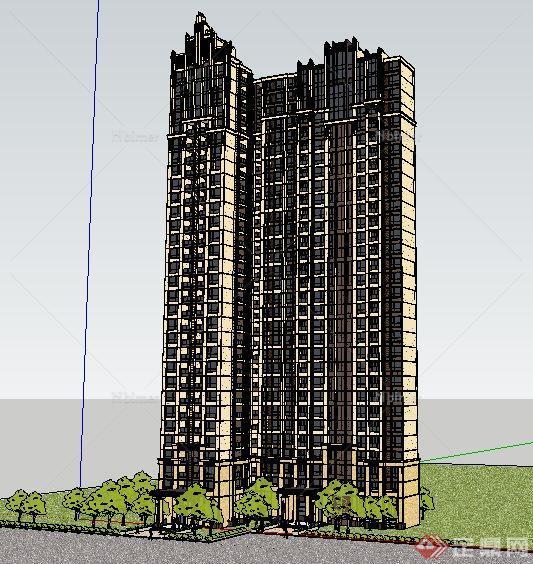 新古典高层公寓建筑设计su模型[原创]
