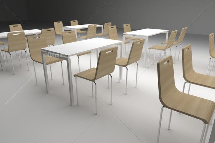 一组餐桌椅模型