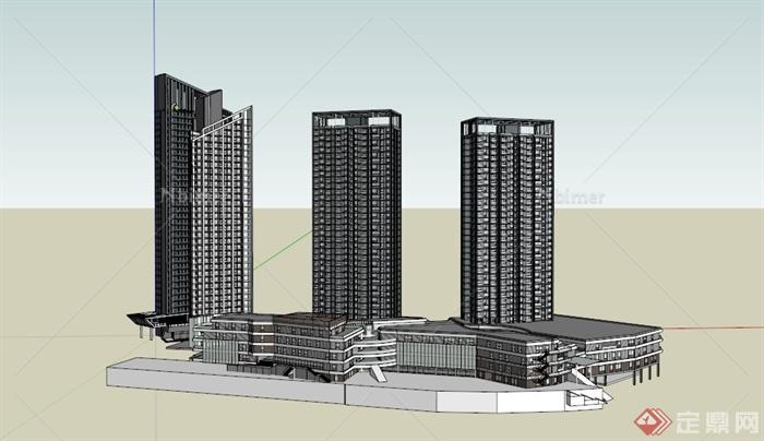 某欧式控股集团有限公司建筑大楼建筑设计SU模型