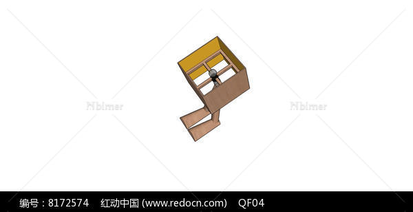 木质正方体落地灯模型