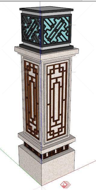 中式风格景观灯柱设计su模型