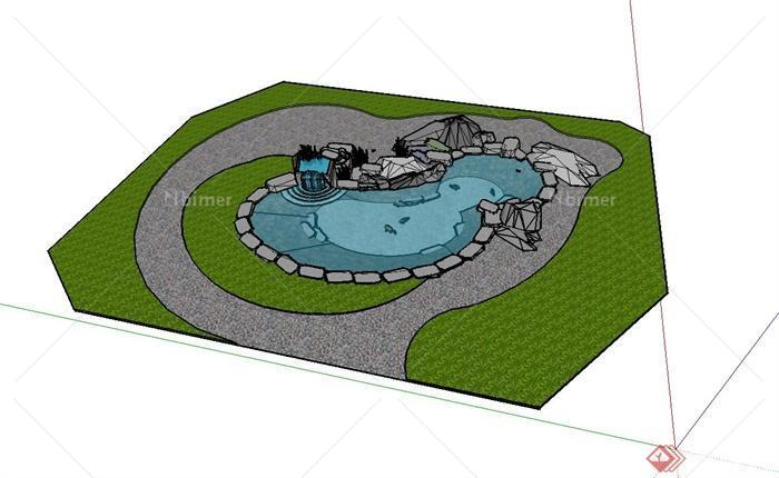 某公园观赏水池设计su模型