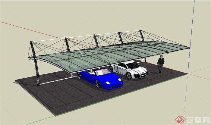某停车廊景观设计SU模型