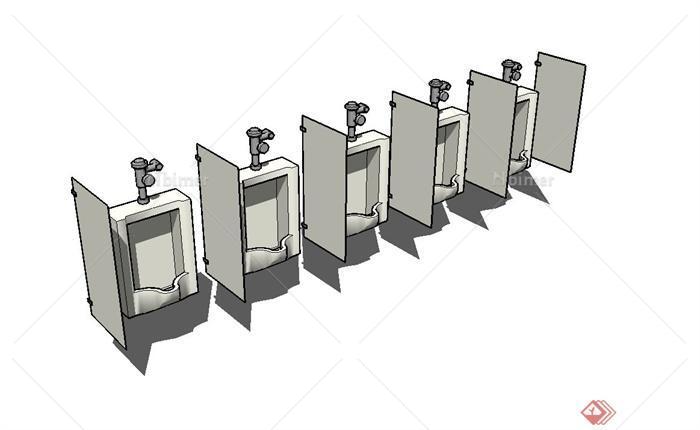 男士卫生间尿槽设计su模型[原创]