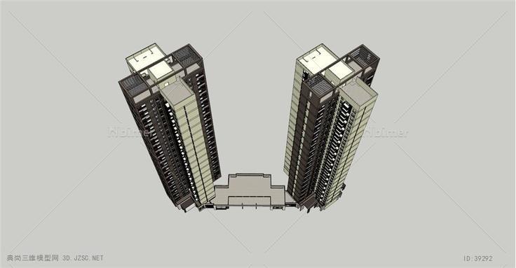 长沙万科城高层小区住宅su模型