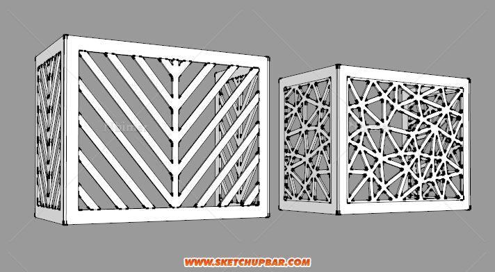 各式室外空调罩和栏杆模型