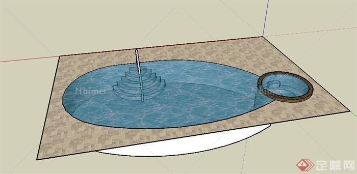 某现代体育泳池设计SU模型素材