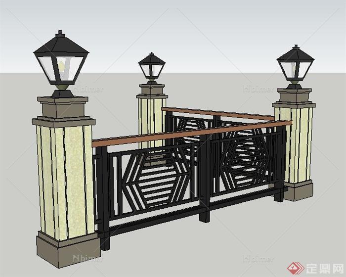 新古典风格镂空矮围墙su模型