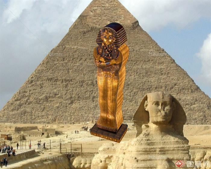 埃及法老雕塑设计su模型[原创]