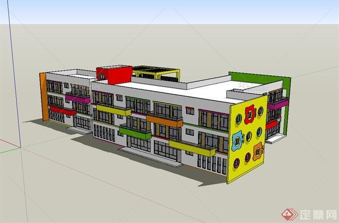 某现代风格幼儿园学校楼设计su模型[原创]