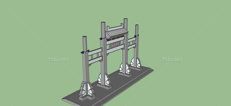 中式牌坊(45122)su模型下载