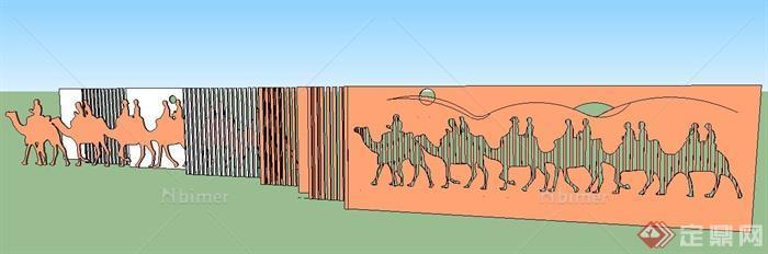 现代风格折叠骆驼景墙su模型