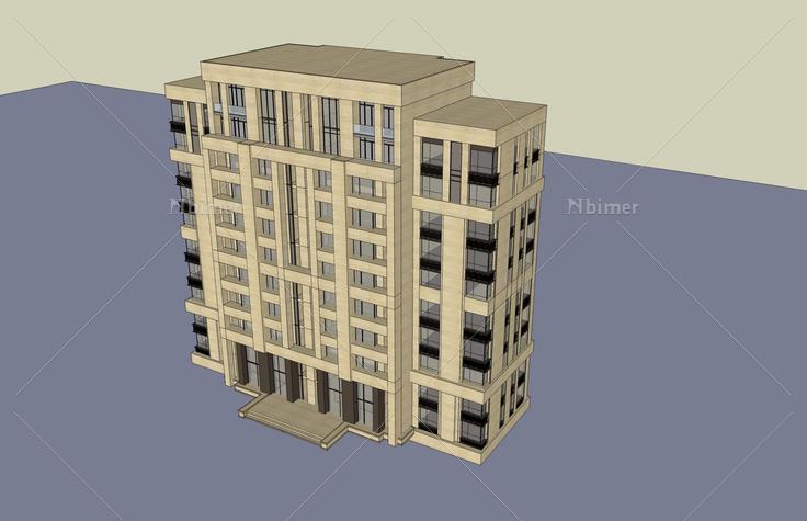 现代高层住宅楼(41258)su模型下载