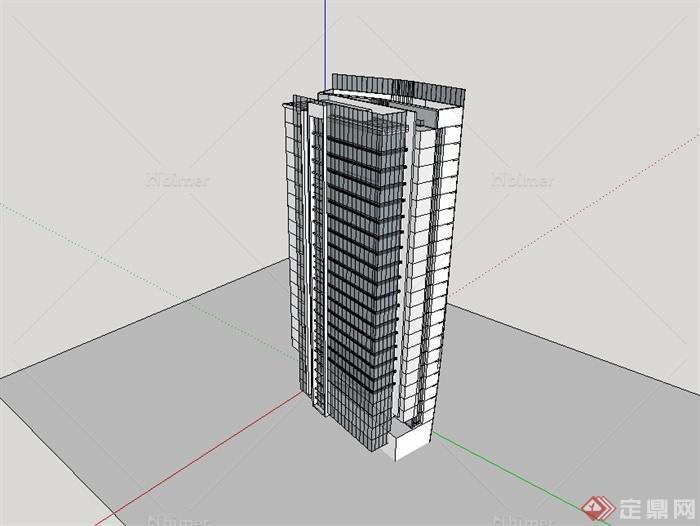 某城市现代风格高层办公大厦楼设计su模型[原创]