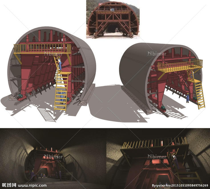 隧道衬砌施工台车SU模型图片