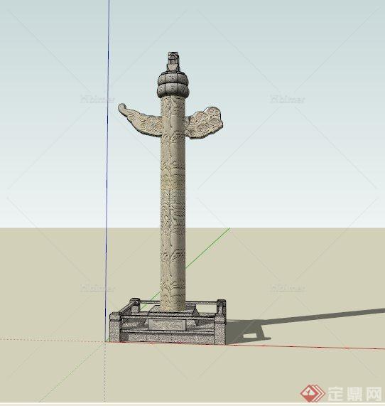 某古典中式配景建筑物石柱华表设计SU模型