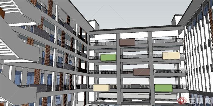 某现代中学学校楼建筑设计su模型