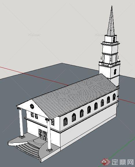 英式风格教堂建筑su模型[原创]