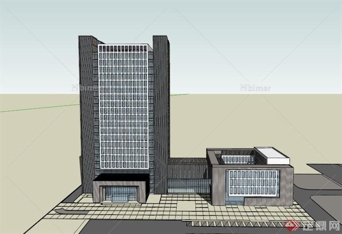 包头某办公楼方案建筑设计SU模型