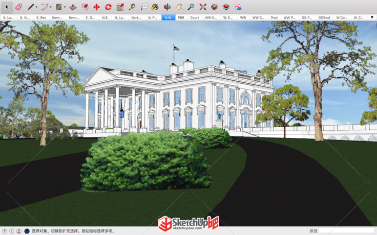 白宫 22M 3D 模型 （附：精致的总统办公室）