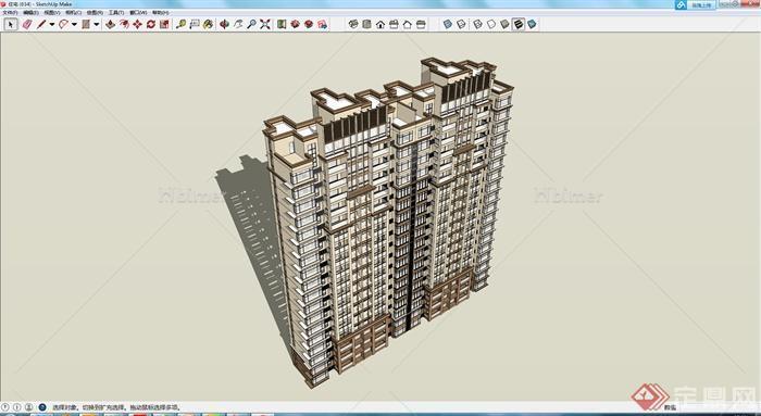 某高层现代住宅楼建筑设计SU模型