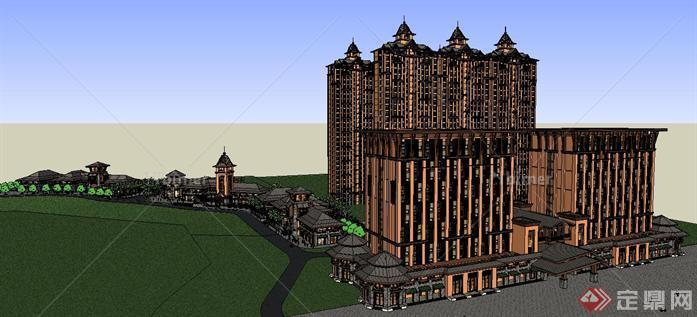 西双版纳项目酒店建筑模型SU精致设计模型[原创]
