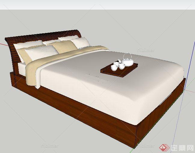 日式风格家具床su模型
