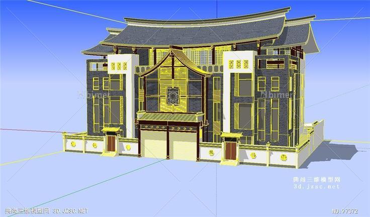 中式风格别墅的SU模型设计