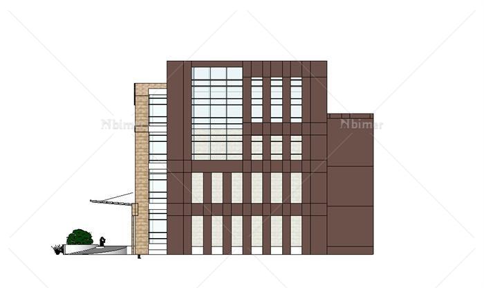 现代风格某四层行政办公楼建筑设计su模型