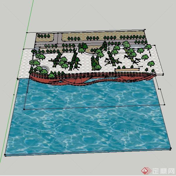某滨水广场景观设计的SU模型
