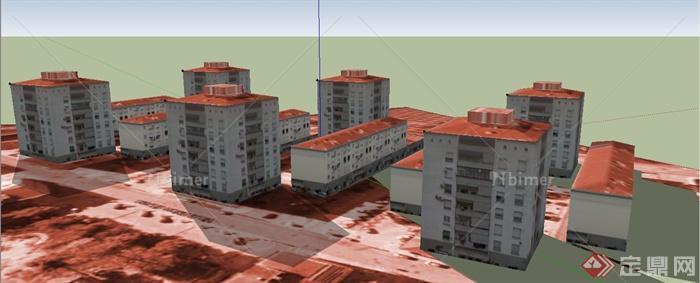 多层住宅区居住建筑设计SU模型