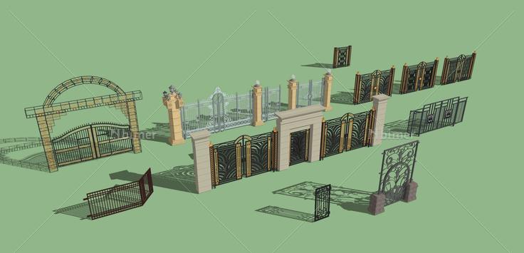 大门围墙铁艺(105960)su模型下载