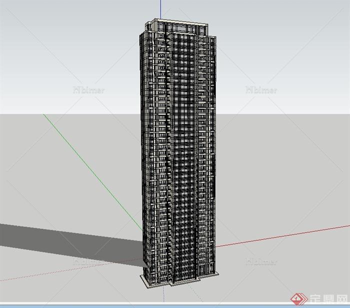 现代详细高层住宅楼建筑设计su模型[原创]