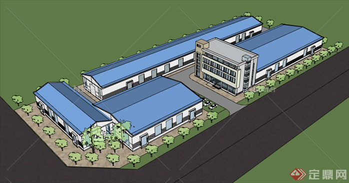 厂房和办公楼建筑设计方案sketchup模型