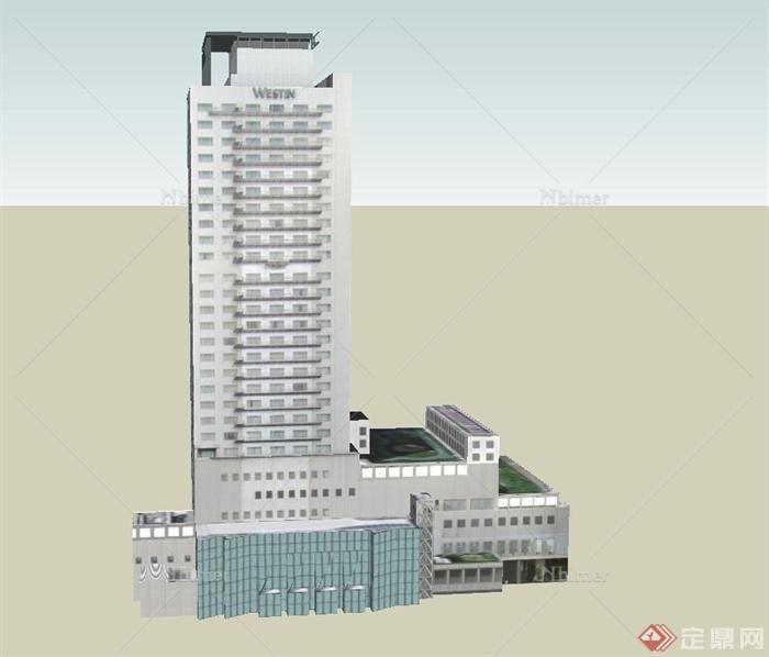 现代某高层威斯汀酒店建筑设计SU模型